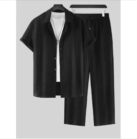 Ensemble de chemise et short rayés d'été pour homme