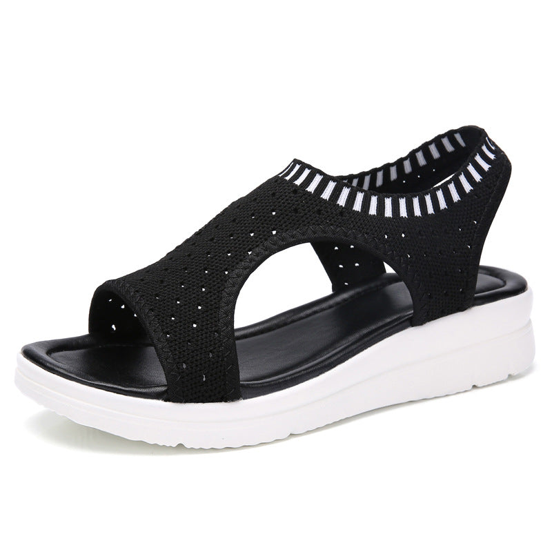 Chaussures à bouche de poisson, Sandales plates, Sandales à semelle épaisse