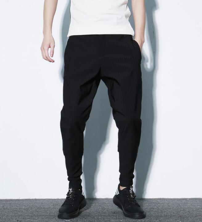 Men's Harem Pants with Dark Stripes and Solid Color