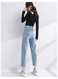 High-Waisted Korean Style Denim Jeans