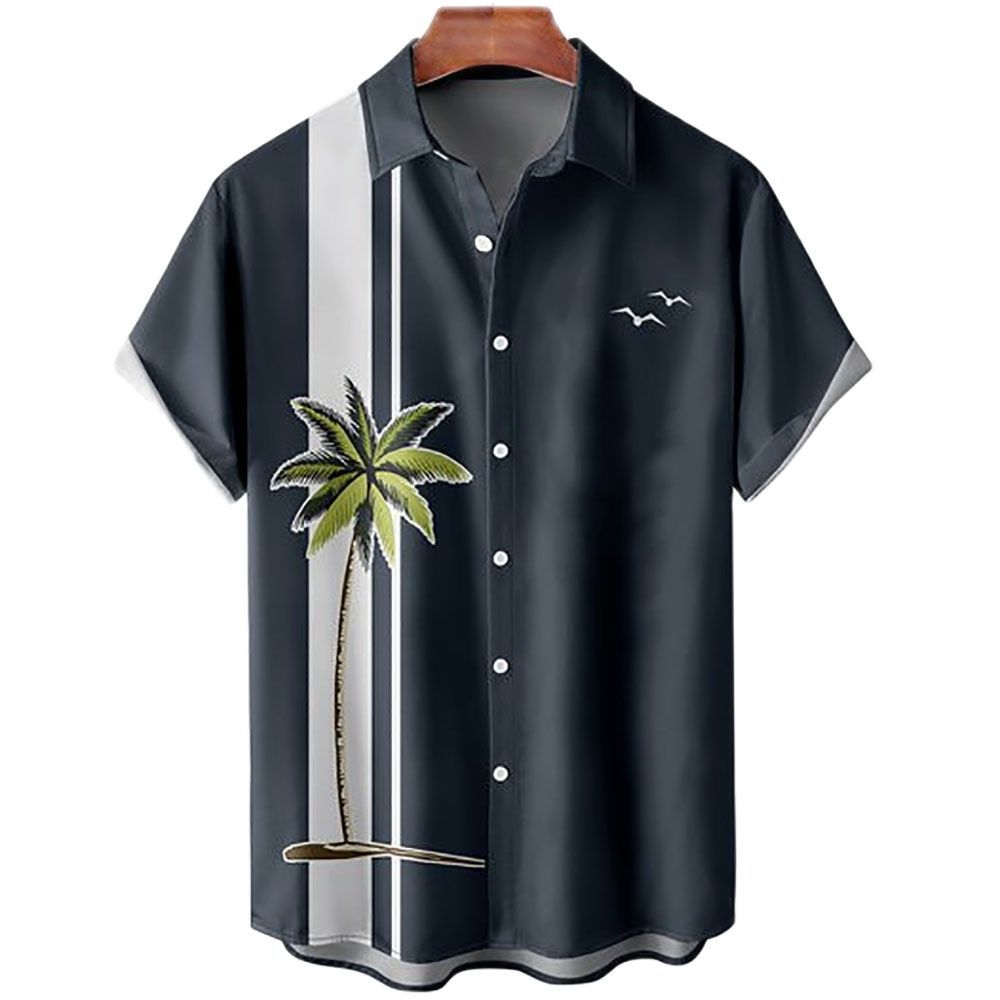 Chemise hawaïenne 3D imprimée pour homme avec cocotiers