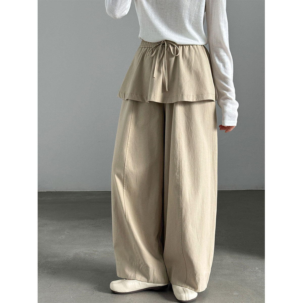 Sense Faux Two-Piece Skirt Pants Women's Autumn Loose Slimming Hip-Hiding Wide-Leg Pants