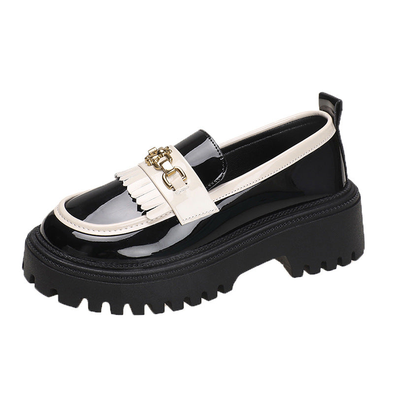 2023 Women's British Style Black Patent Loafers
