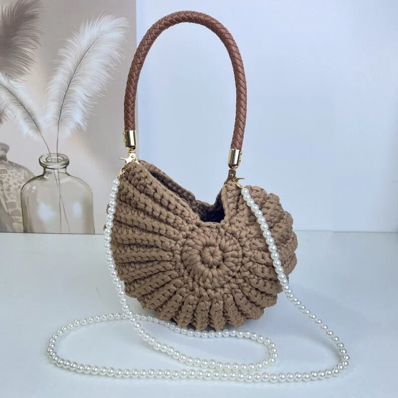 Sac coquillage en crochet fait main amusant, sac à bandoulière pour femmes, sac en crochet