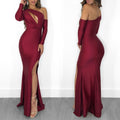 Sexy One-Shoulder Dress with Slit and Hollow Design