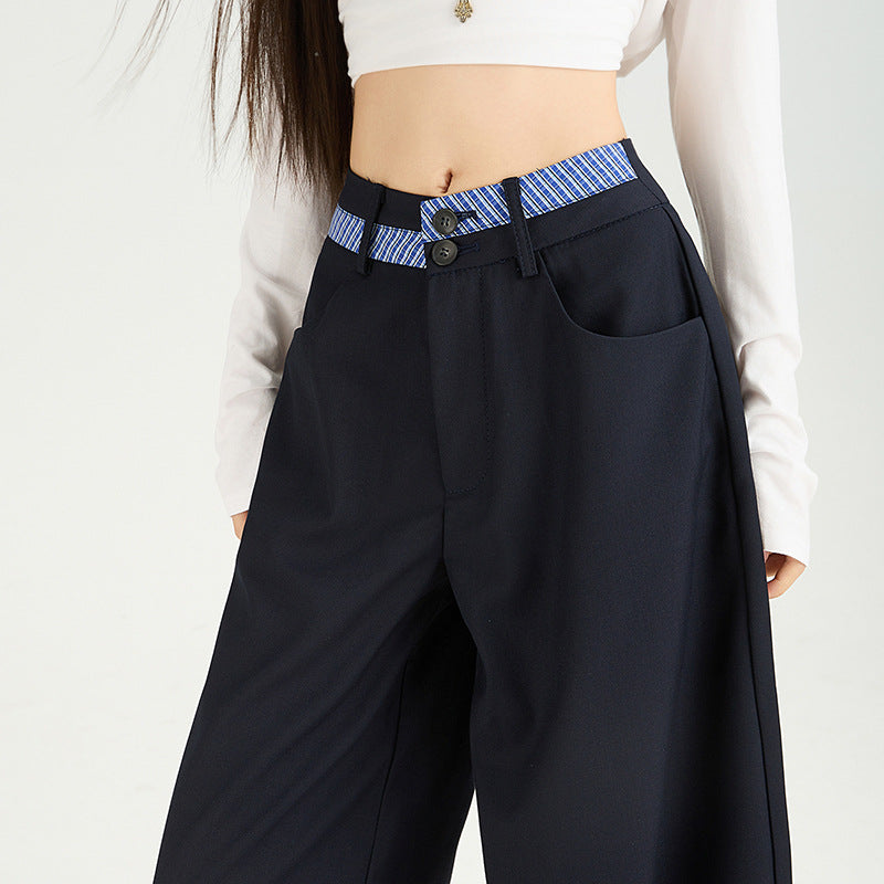 Pantalon décontracté pour femme, coupe large, style coréen