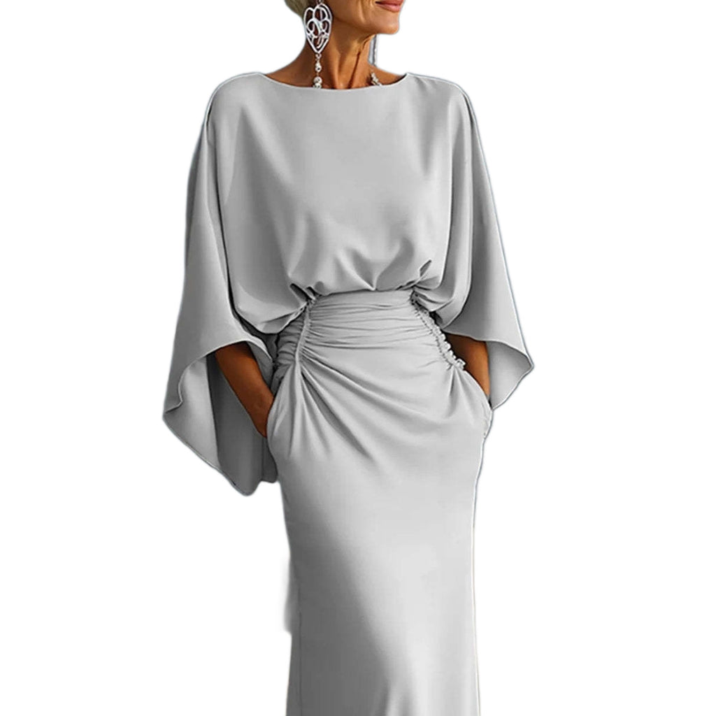 Élégante robe longue plissée sans dos pour femme