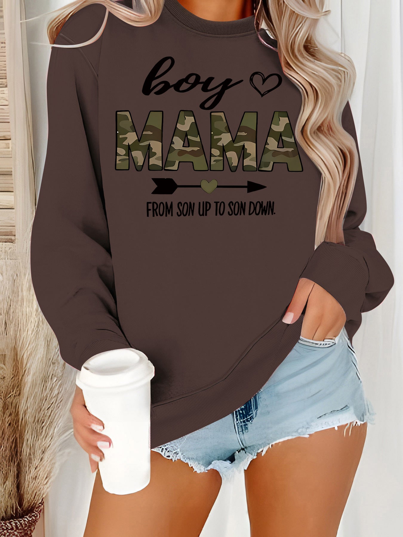 T-shirt à manches longues et col rond pour garçons et mamans