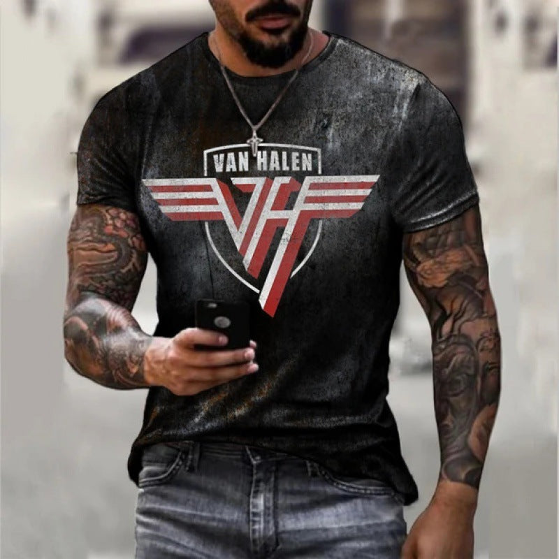 T-shirt imprimé décontracté ample pour homme d'été