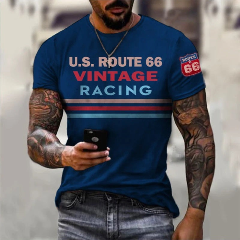 T-shirt imprimé décontracté ample pour homme d'été
