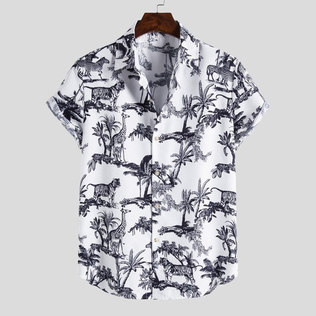 Vintage Hawaiian Men's Shirts with Coconut & Giraffe Print