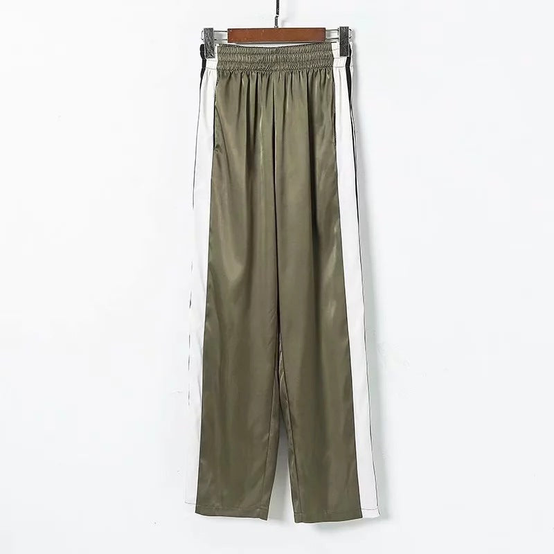 Fashion High Waist Wide Leg Pants for Women - Stripe Design