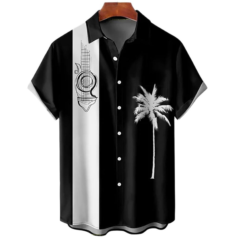 Chemise hawaïenne 3D imprimée pour homme avec cocotiers