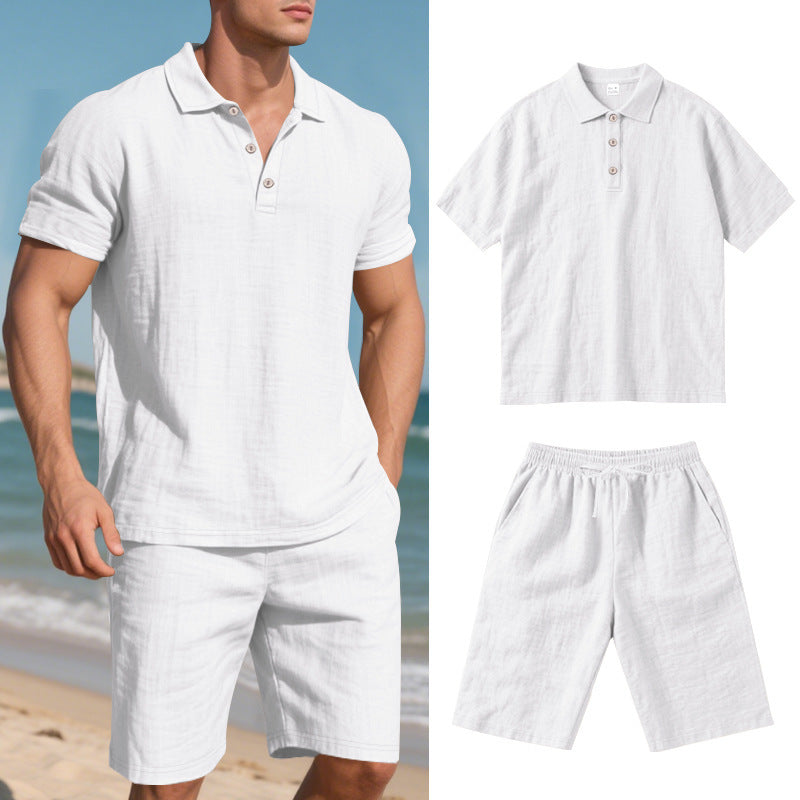 Ensemble d'été homme en lin à manches courtes