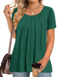 Plus Size : INVOLAND Plus Size Womens Tops Tunic Short Sleeve Crew Neck Shirts Casual Soft Blouse Army Green