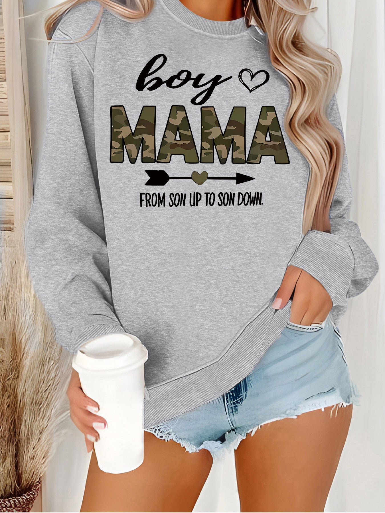 T-shirt à manches longues et col rond pour garçons et mamans