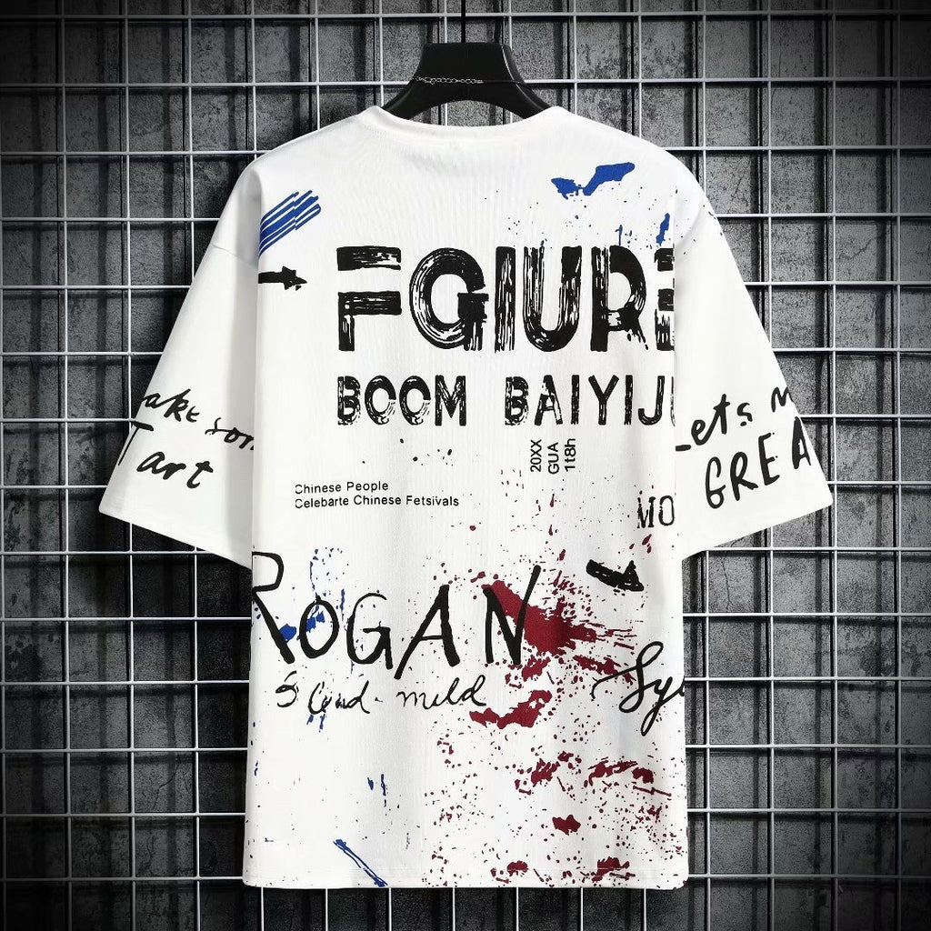 Korean Fashion Summer Men's Graphic Half Sleeve T-Shirts