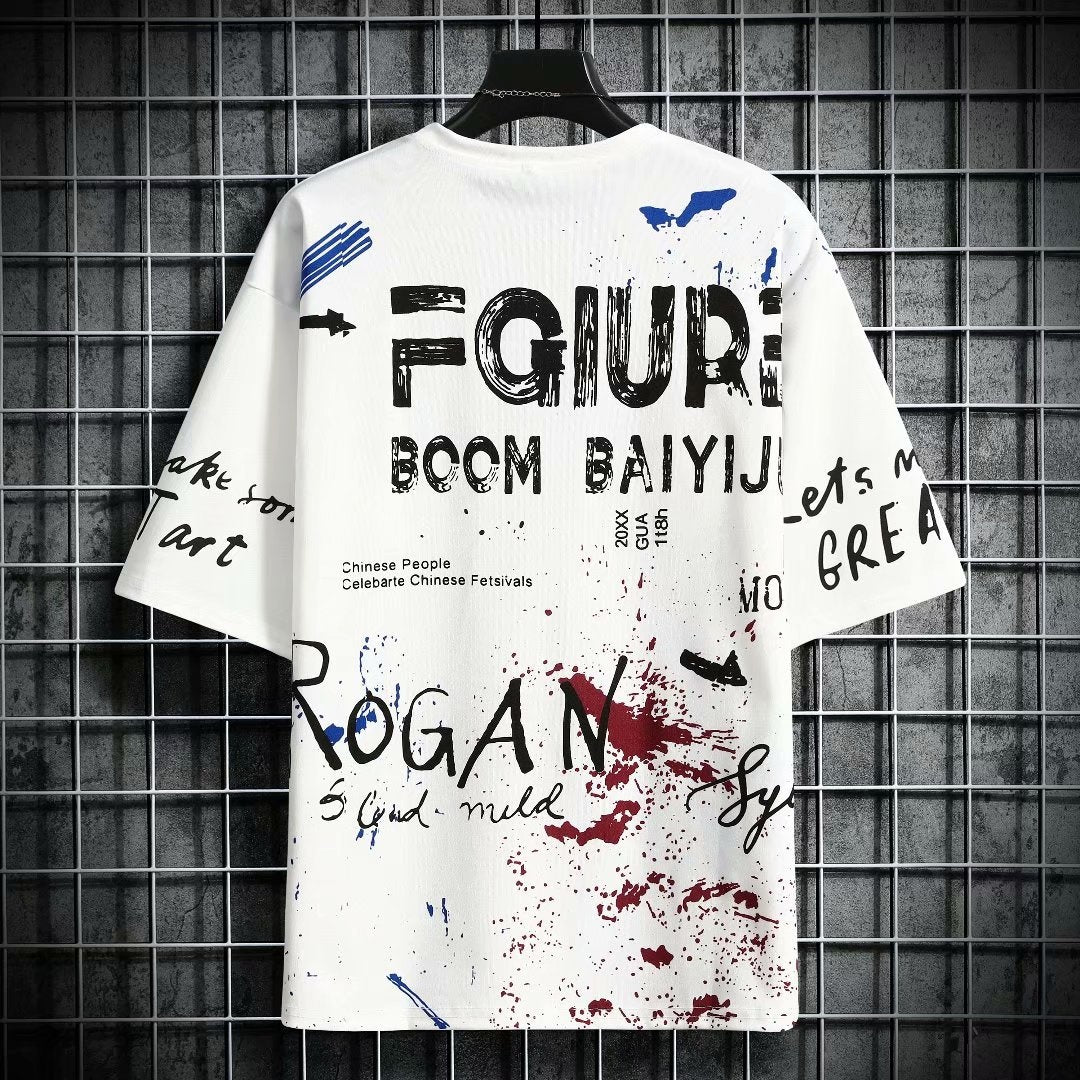 Korean Fashion Summer Men's Graphic Half Sleeve T-Shirts