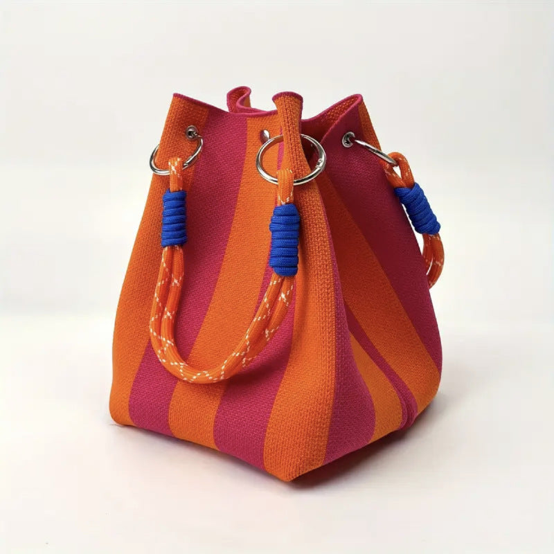 Sac seau, sac tressé, sac tricoté à main, sac à bandoulière unique