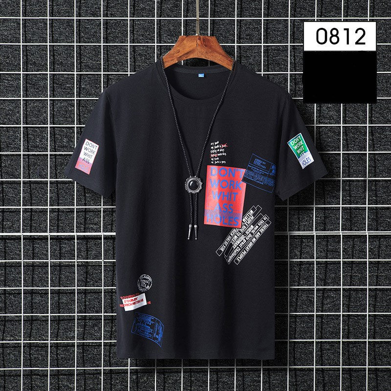 T-shirt d'été pour homme, col rond en coton coupe ample
