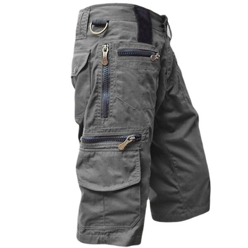 Shorts amples en coton multi-poches décontractés pour hommes