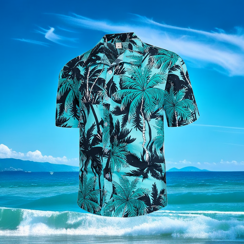 Men's 3D Printed Hawaiian Coconut Tree Short Shirt