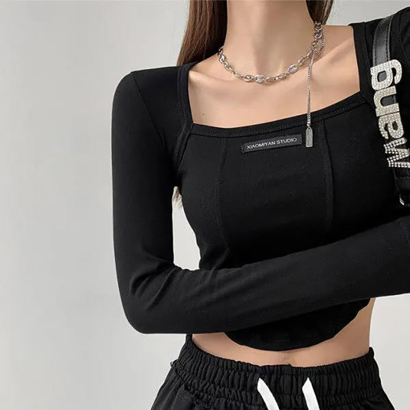American Style Slim Long-sleeved Top for Young Girls