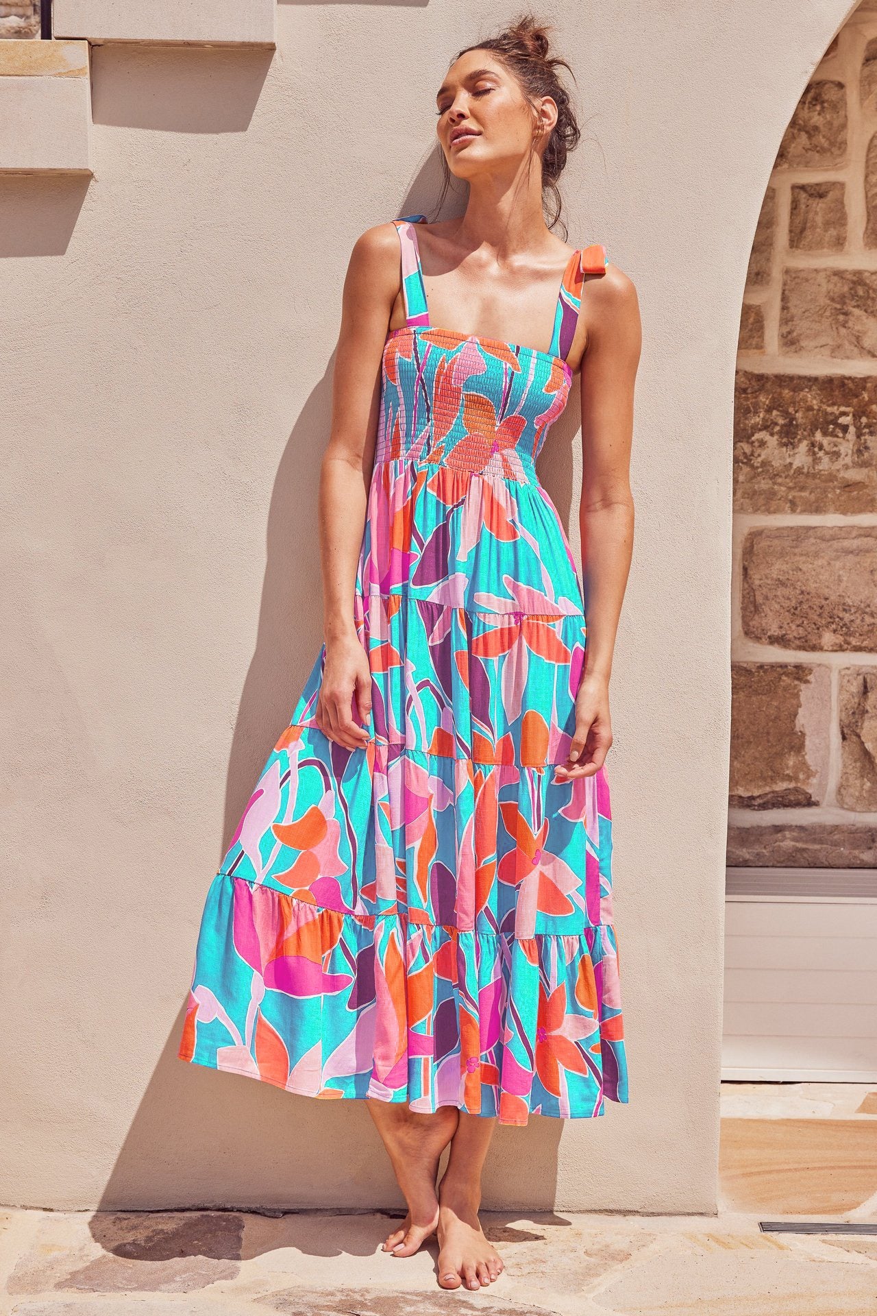 Robe salopette européenne et américaine, vêtements pour femmes, nouvelle robe décontractée printemps et été, jupe taille haute imprimée