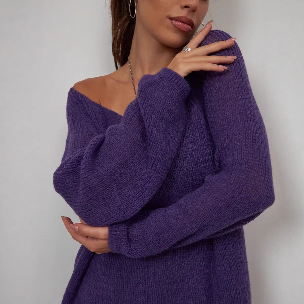 Solid color hollow sweater top