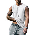 Débardeur de basket-ball de sport d'été pour homme, col rond, boutonné, sans manches, T-shirt pour homme, coupe droite