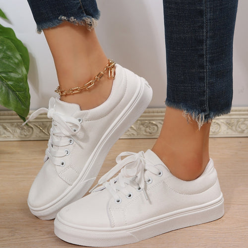 Chaussures en toile lacées décontractées pour femmes - Style plat