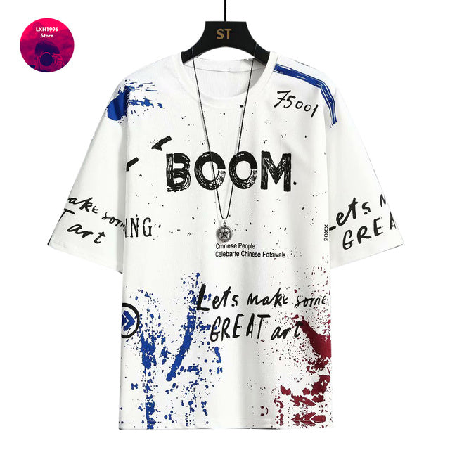 T-shirts graphiques d'été pour hommes à manches courtes style coréen