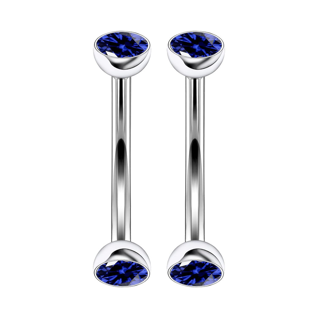 Rmsnxnnz 16G Titanium Eyebrow Piercing Jewelry Curved Barbell Eyebrow Ring Vertical Labret Lip Jewelry Daith Rook Earrings Navel Small Belly Button Ring Piercing Jewelry for Women Men 10MM Blue CZ