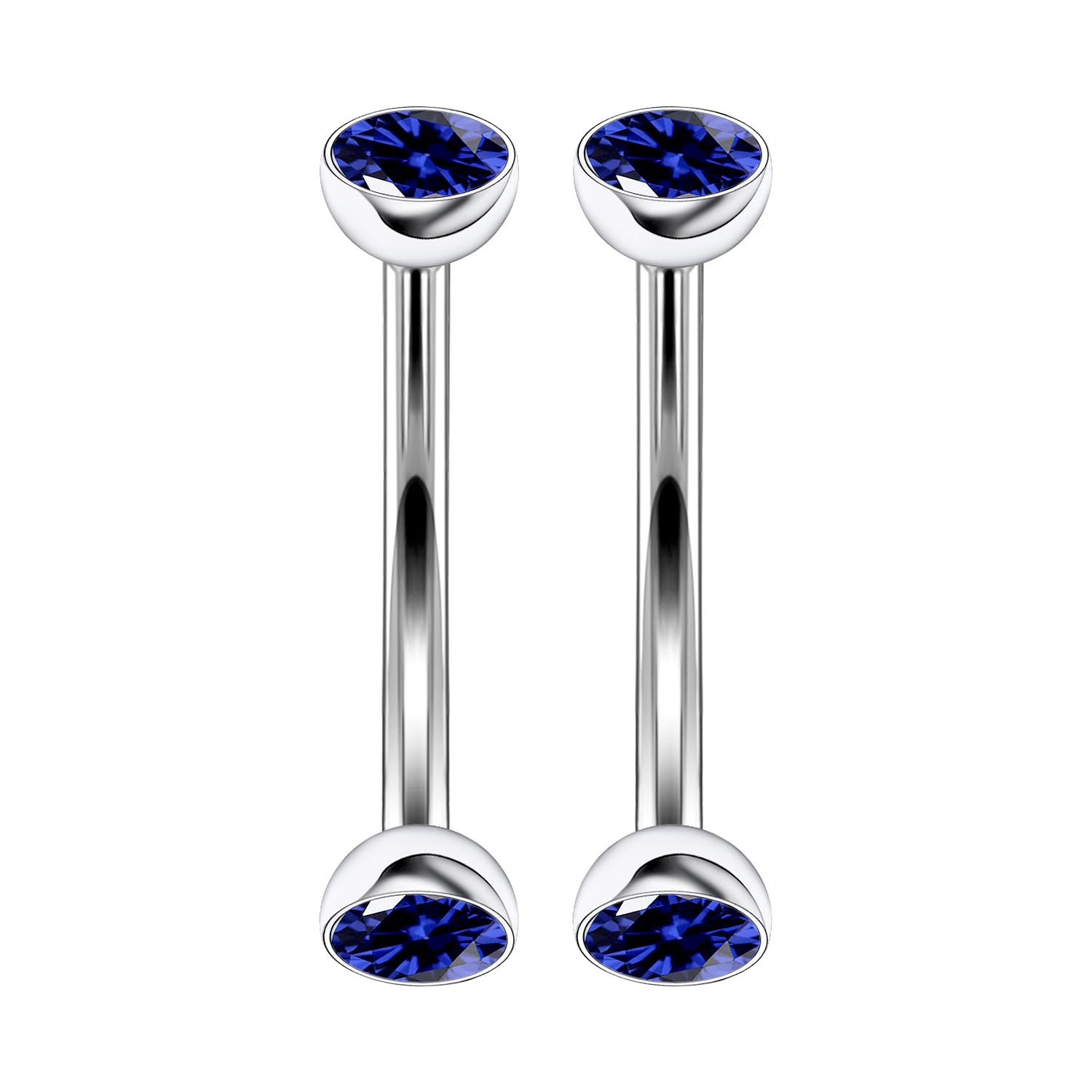 Rmsnxnnz 16G Titanium Eyebrow Piercing Jewelry Curved Barbell Eyebrow Ring Vertical Labret Lip Jewelry Daith Rook Earrings Navel Small Belly Button Ring Piercing Jewelry for Women Men 10MM Blue CZ