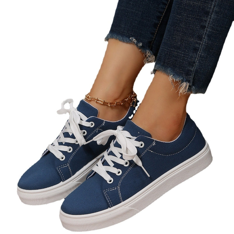 Casual Lace-up Canvas Shoes for Women - Flat Style