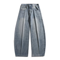 Clothing Bamboo Texture Knife Cut Washed Baggy Loose Wide Leg Jeans