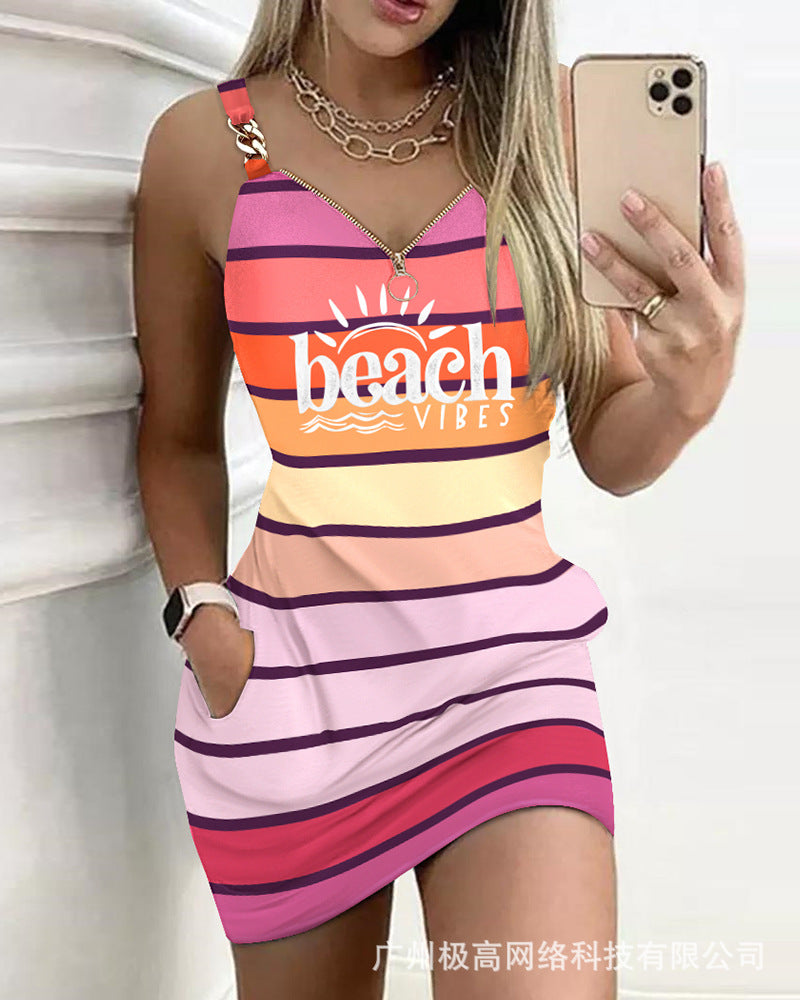 2023 ODS3705 Color Block Mini Dress for Women