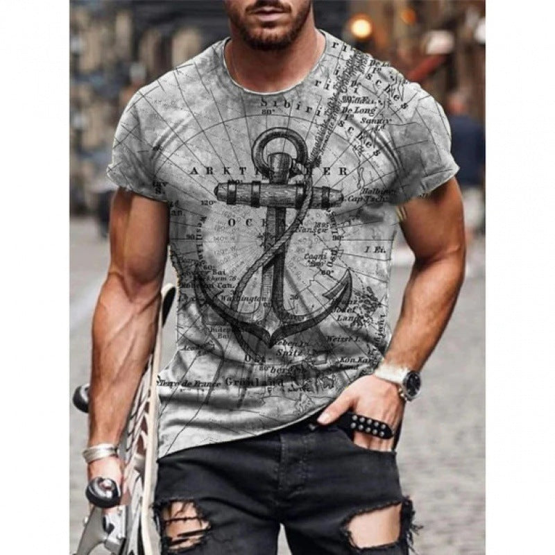 T-shirt imprimé décontracté ample pour homme d'été
