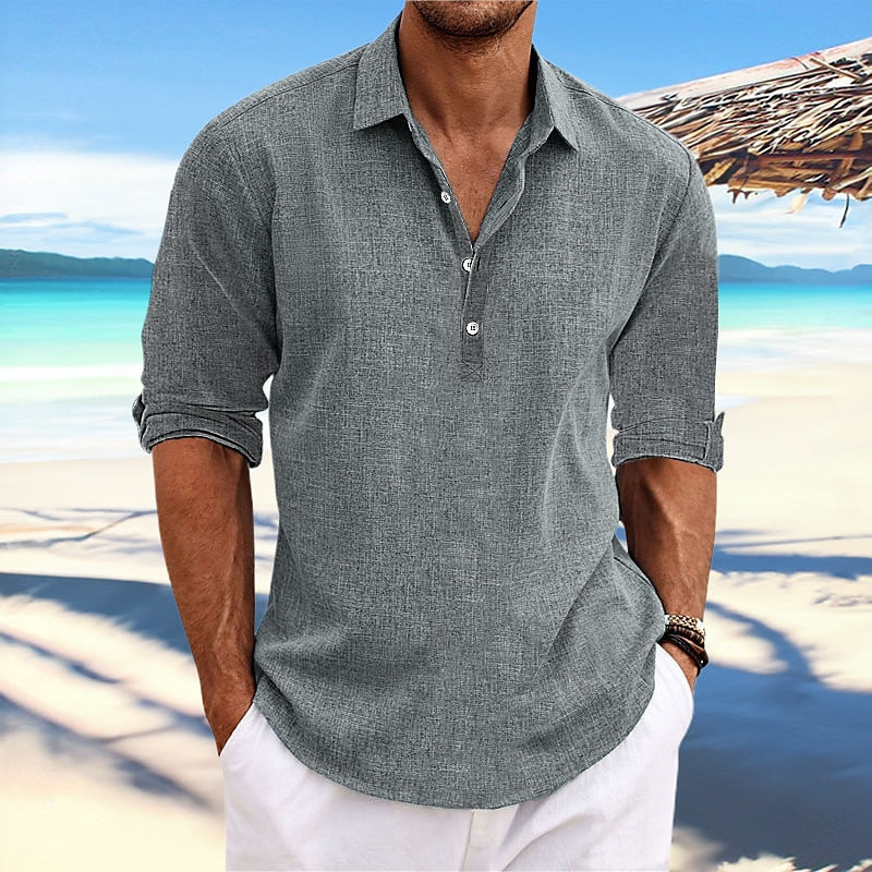 Haut décontracté à manches longues Henley pour garçons, à la mode et confortable pour la maison