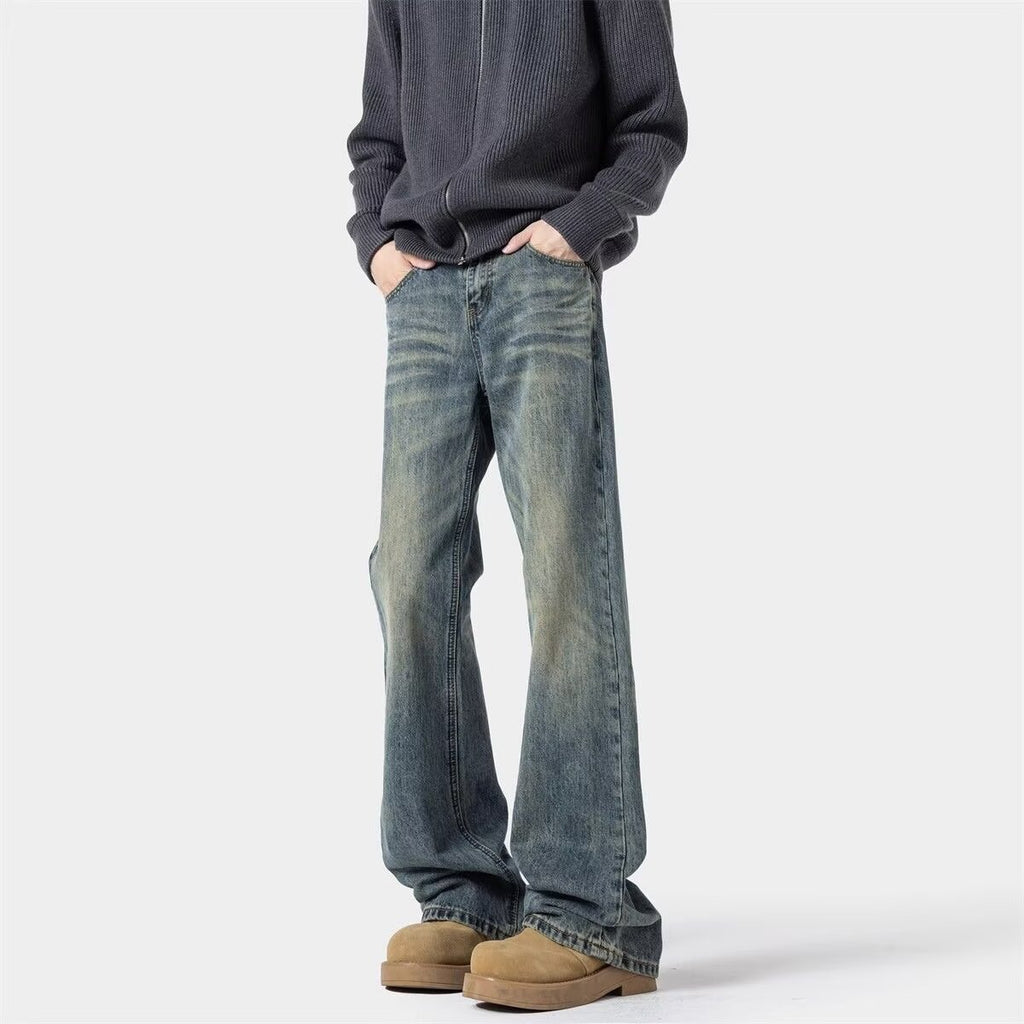 Retro jeans for boys summer style straight leg wide leg slightly flared pants
