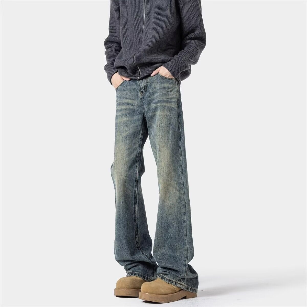 Jean rétro pour garçons style été jambes droites larges légèrement évasées