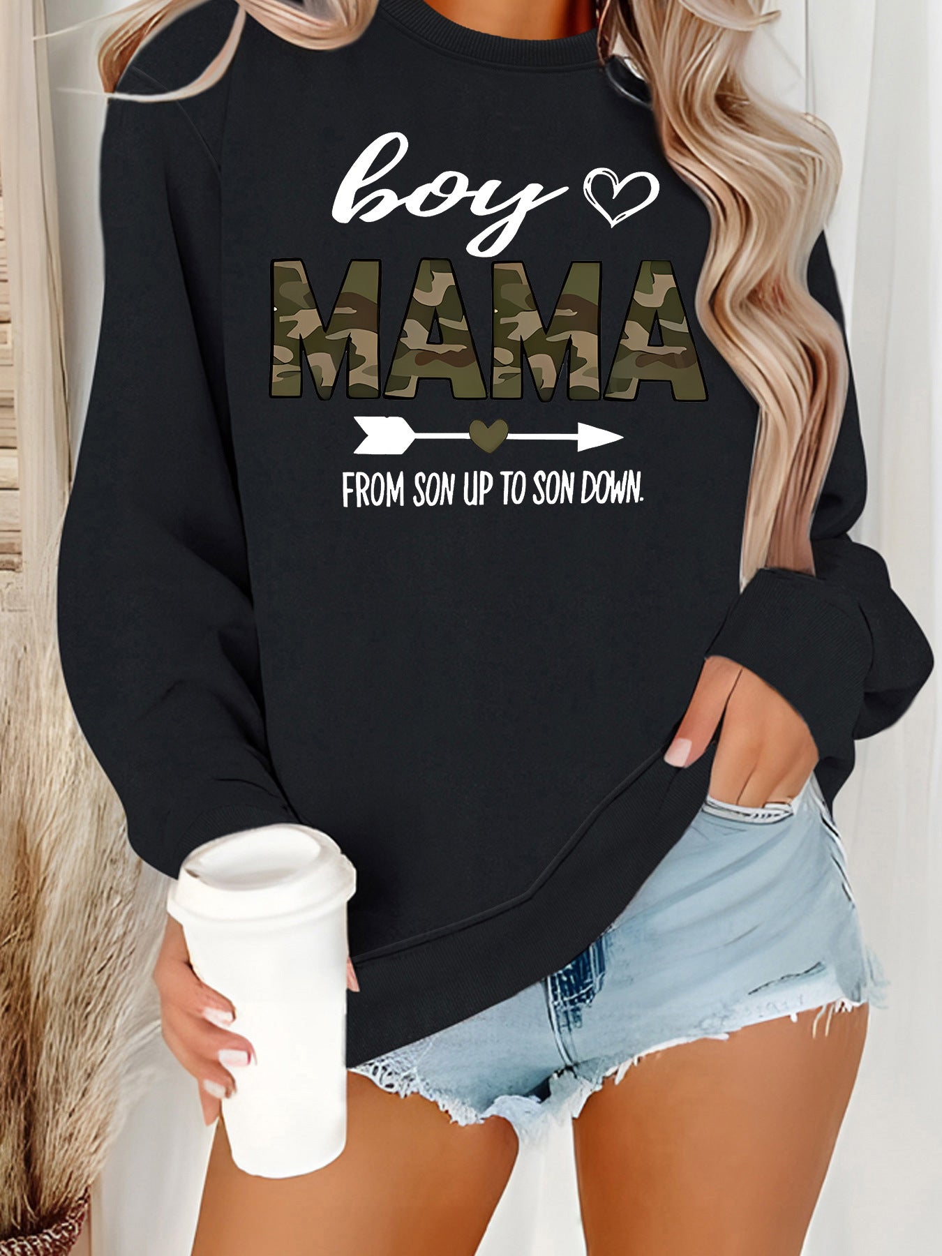 T-shirt à manches longues et col rond pour garçons et mamans