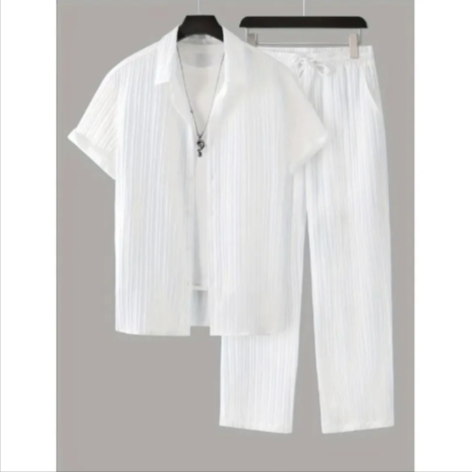 Men's Striped Summer Shirt Suit