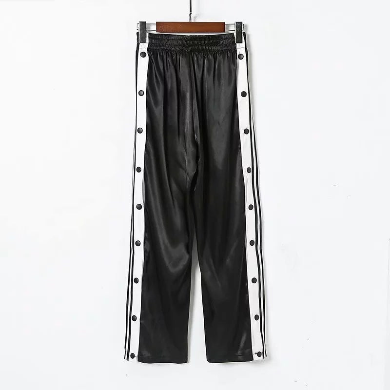 Fashion High Waist Wide Leg Pants for Women - Stripe Design