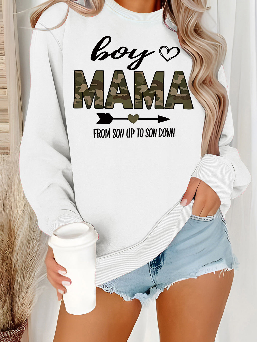 T-shirt à manches longues et col rond pour garçons et mamans