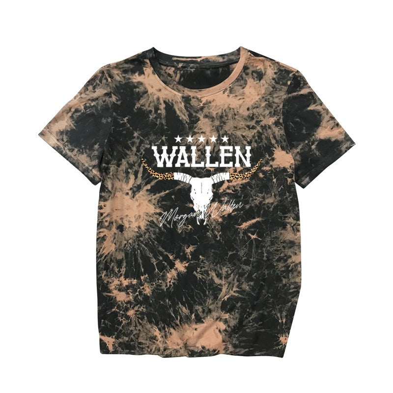 T-shirt fantaisie décontracté à col rond et manches courtes pour femmes, style européen et américain