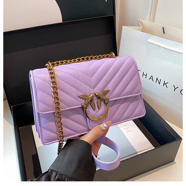 Sac à chaîne pour femme Sac bandoulière élégant Mode Polyvalent Sac à bandoulière Brodé Petit sac carré