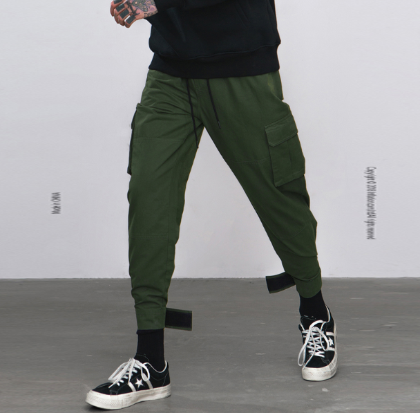 Pantalon cargo décontracté pour homme coupe sarouel à poches multiples style marée montante High Street