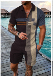 Ensemble de polo de sport d'été à manches courtes pour homme (2 pièces)