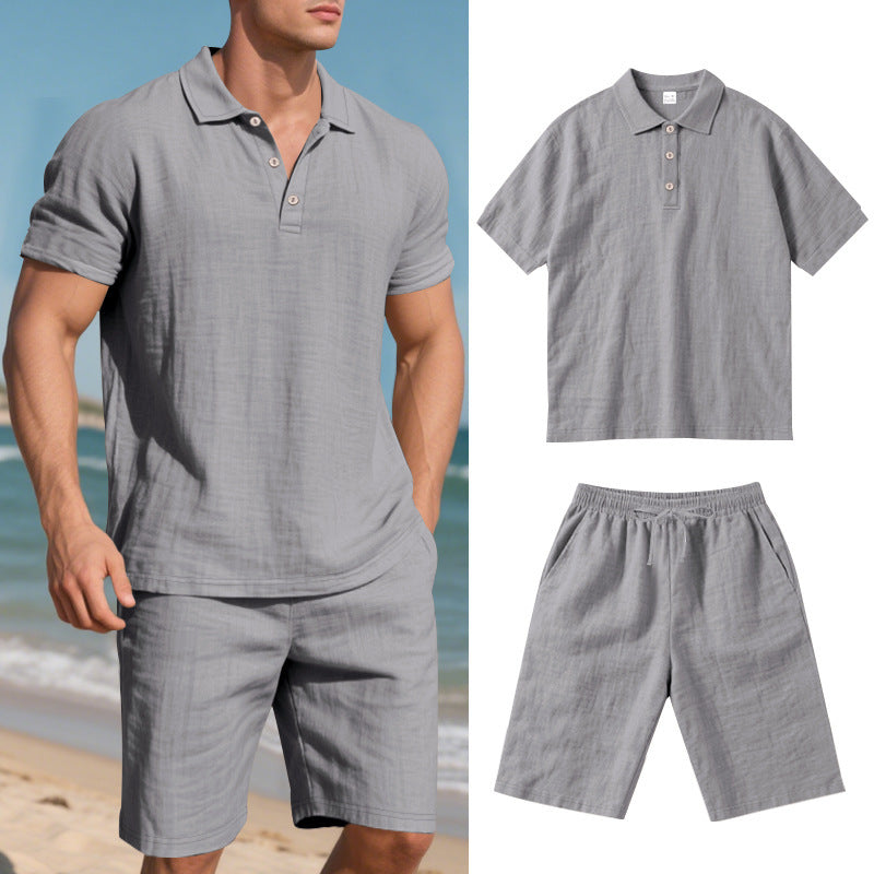 Ensemble d'été homme en lin à manches courtes